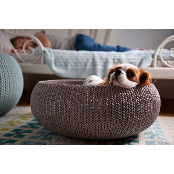 Hnědý plastový pelíšek pro kočky Curver Knit Bed-image-1