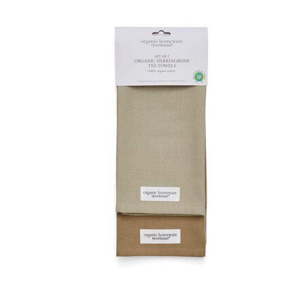 Sada 2 šedo-hnědých bavlněných utěrek Cooksmart ® Herringbone, 45 x 65 cm