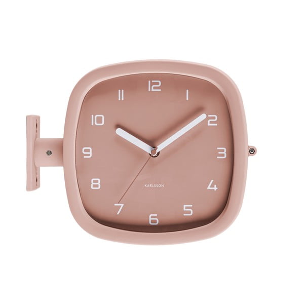 Šedorůžové nástěnné hodiny Karlsson Slides, 29 x 24,5 cm