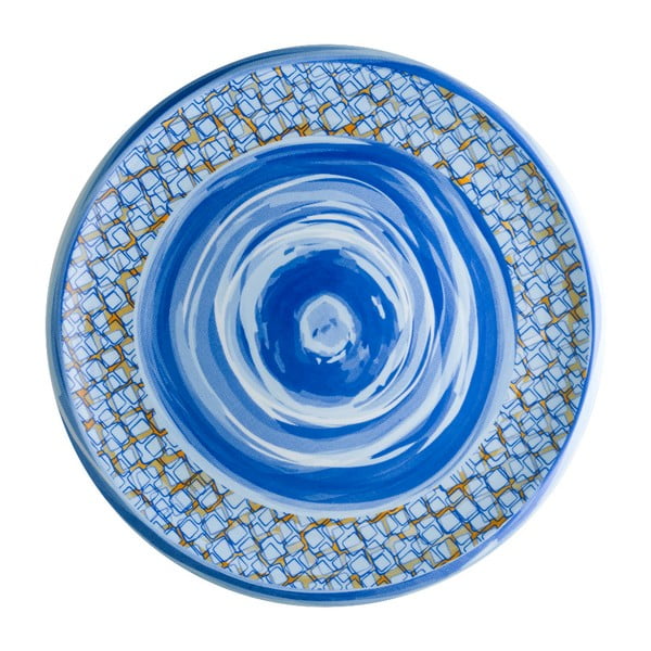 Modrý porcelánový talíř Brandani Caos