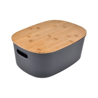 Antracitový plastový úložný box s víkem 27x22,5x15,5 cm – Homéa