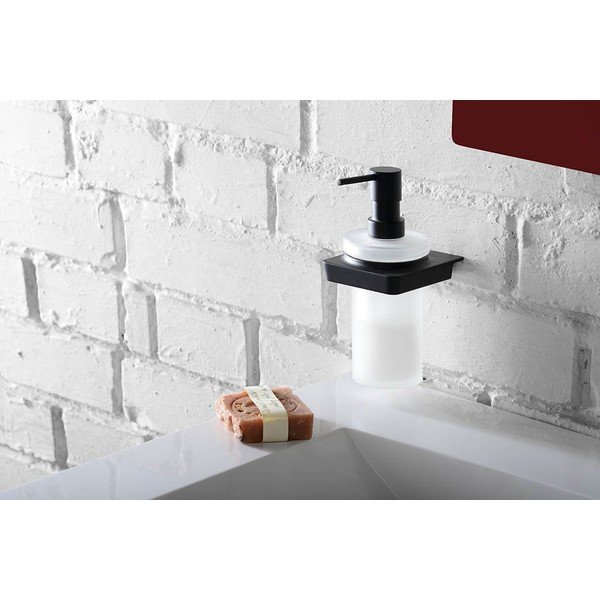 Černo-bílý mosazný nástěnný dávkovač mýdla Sapho Zen, 250 ml-image-1