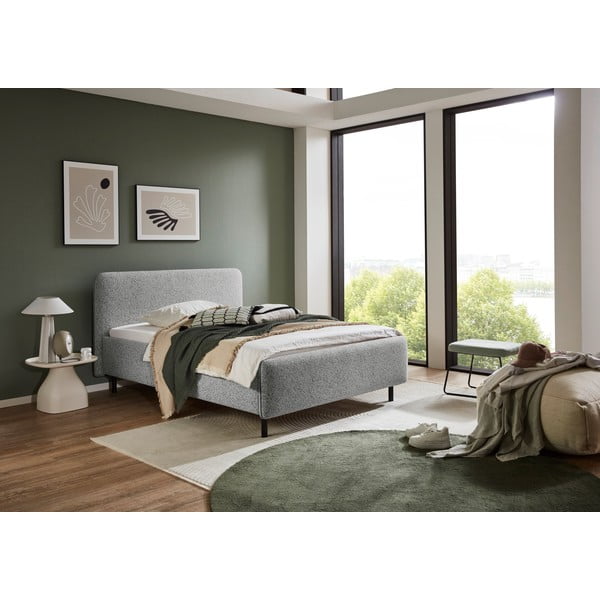 Světle šedá čalouněná dvoulůžková postel bez roštu 180x200 cm Primo – Meise Möbel-image-1