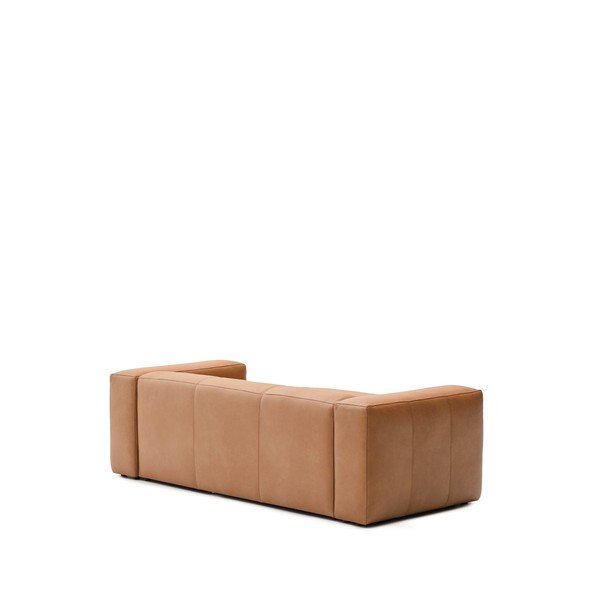 Hnědá kožená rohová pohovka (pravý roh/s lenoškou) Blok – Kave Home-image-2