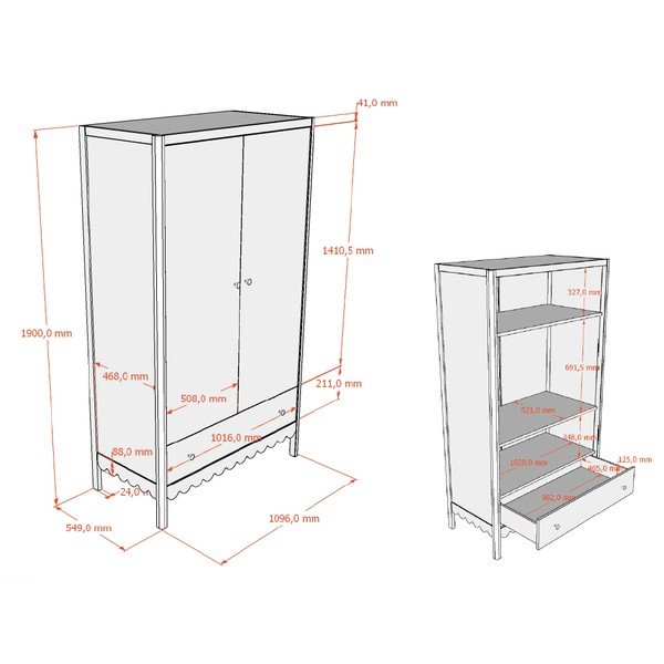 Béžová dětská šatní skříň 110x190x55 cm Swingo – Vipack-image-3