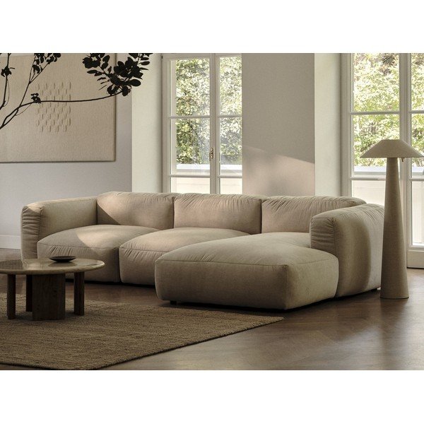 Béžová modulární rohová pohovka (pravý roh/do "U") Martina – Micadoni Home-image-1