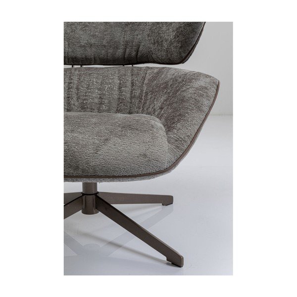 Šedé plyšové otočné křeslo Kare Design Oval Office-image-2