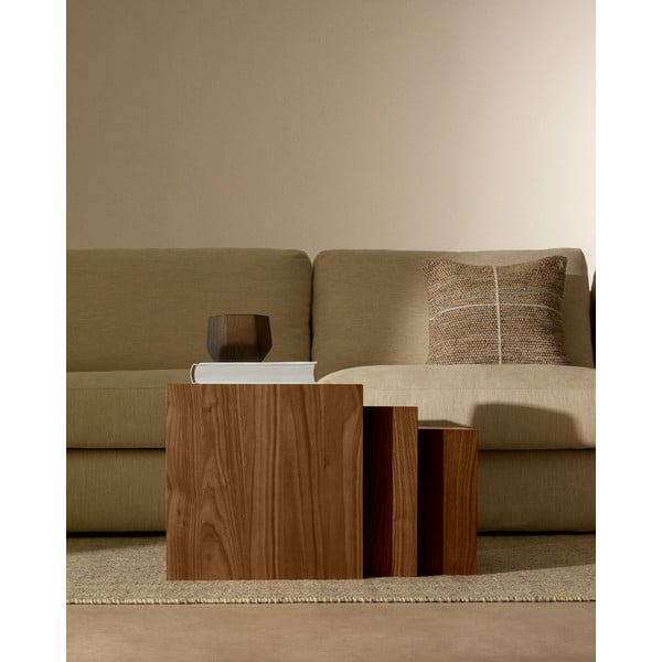Odkládací stolky v sadě 3 ks v dekoru ořechu 40x60 cm Litto – Kave Home-image-4
