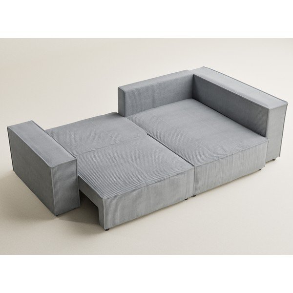 Šedá manšestrová rozkládací/s úložným prostorem rohová pohovka (pravý roh/do L) Tonga – Maison de Rêve-image-3