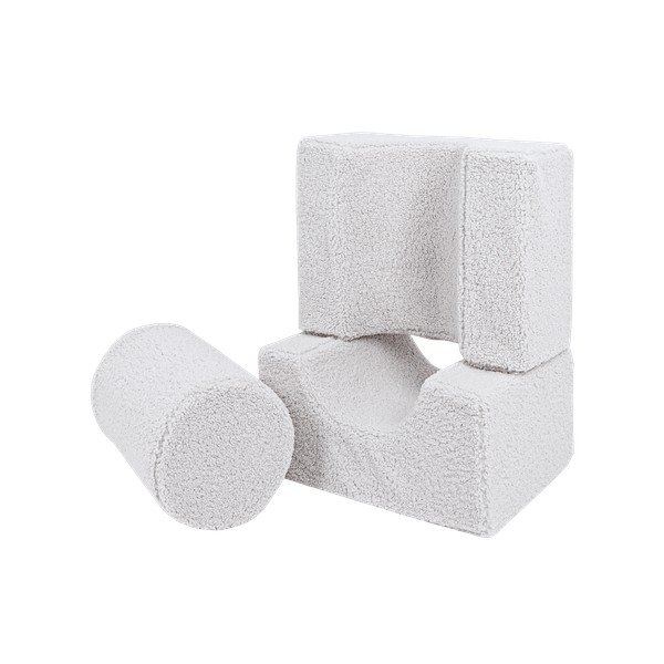 Bílé pěnové hřiště 3 ks z materiálu bouclé výška 30 cm 83x45 cm – Meowbaby-image-2
