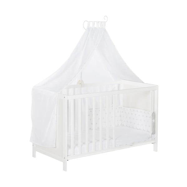 Bílá postýlka s nebesy 60x120 cm Stars Gray – Roba-image-3