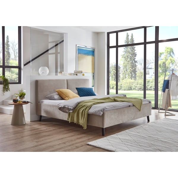 Béžová čalouněná dvoulůžková postel s roštem 160x200 cm Piano – Meise Möbel-image-1