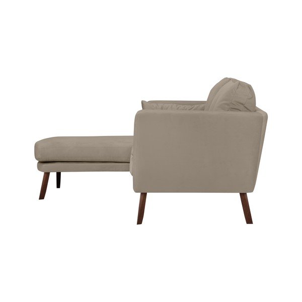 Tmavě béžová třímístná pohovka Mazzini Sofas Elena, s lenoškou na levém rohu-image-3