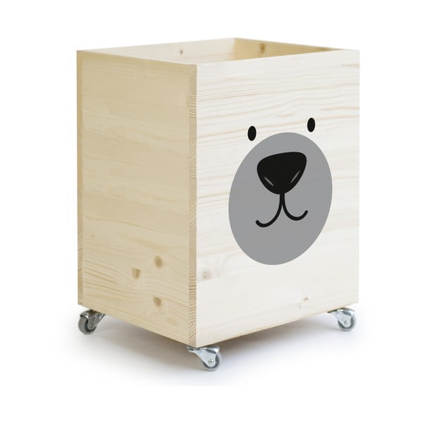 Dřevěná úložná krabice na kolečkách Little Nice Things Bear