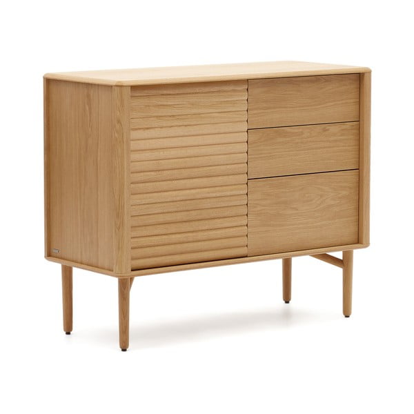 Nízká komoda v dekoru dubu v přírodní barvě 105x86 cm Lenon – Kave Home-image-2