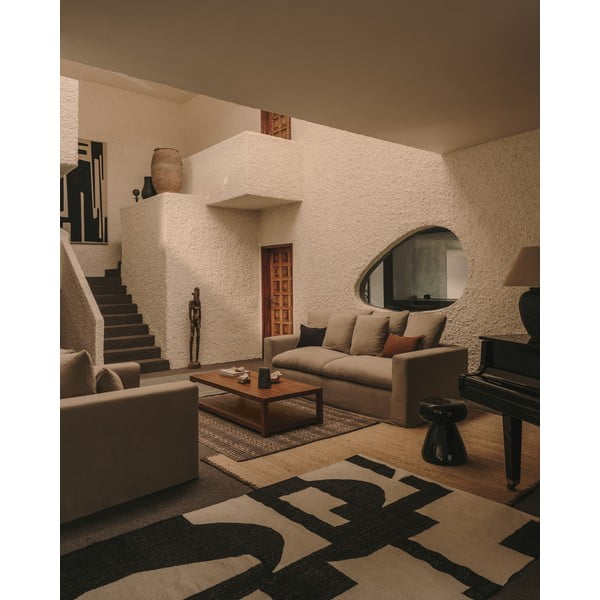 Černo-krémový oboustranný ručně tkaný koberec s příměsí juty 160x230 cm Sotty – Kave Home-image-2