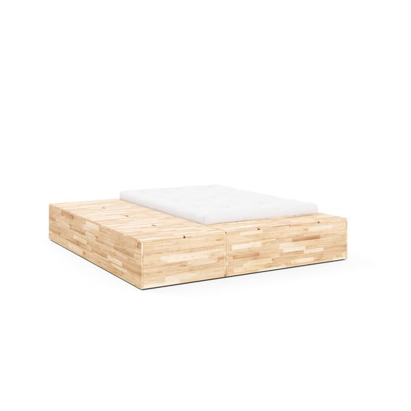 Dvoulůžková postel z borovicového dřeva s úložným prostorem s roštem v přírodní barvě 160x200 cm Basement Bed – Karup Design-image-3