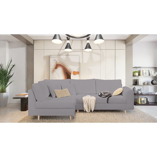 Tmavě šedá rohová pohovka z textilie bouclé (levý roh) Ariella – Ropez-image-1