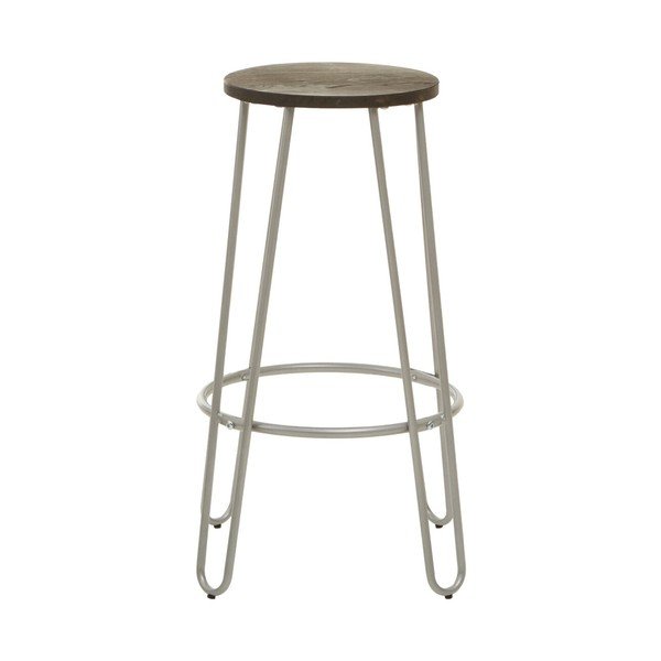 Barová stolička z jilmového dřeva ve stříbrné barvě/v přírodní barvě (výška sedáku 75 cm) District – Premier Housewares-image-2