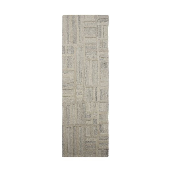 Šedobéžový ručně tkaný vlněný běhoun 80x300 cm Elva  – Flair Rugs