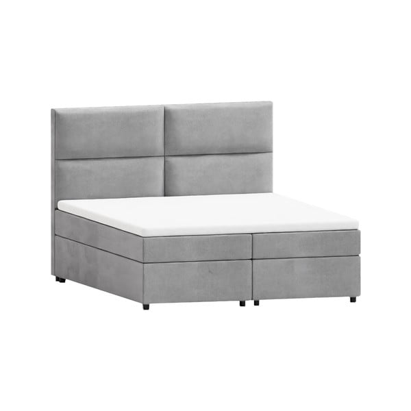 Světle šedá boxspring postel s úložným prostorem 200x200 cm Rico – Ropez
