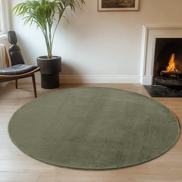 Khaki pratelný kulatý koberec ø 160 cm Joy – Ayyildiz Carpets-image-1
