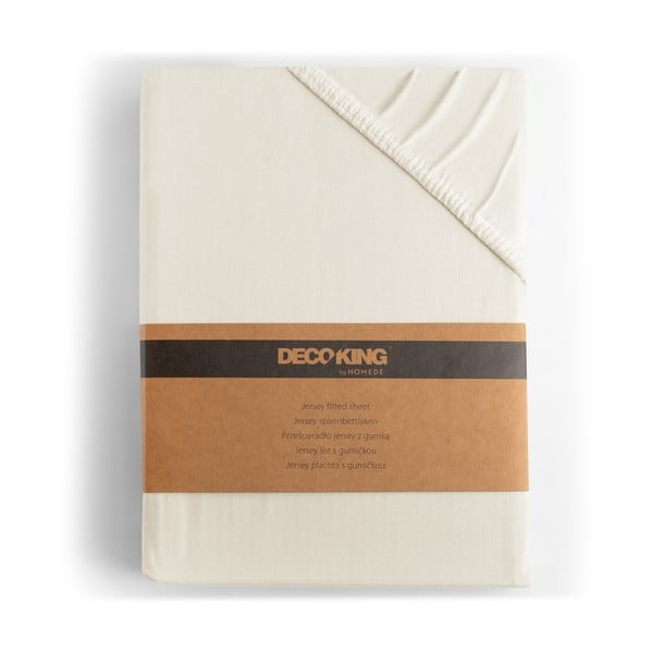 Bílé/krémové napínací prostěradlo jersey 180x200 cm Amber – Restilo-image-4