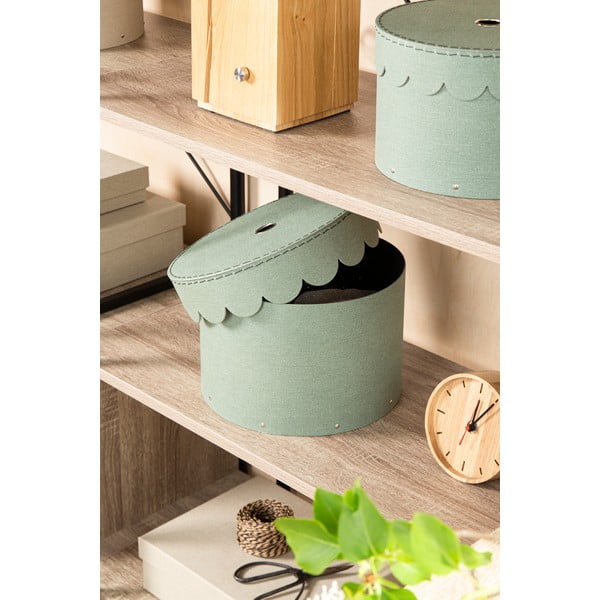 Zelenomodré kartonové úložné boxy v sadě 2 ks s víkem ø 26x17,5 cm Wilma Canvas Paper Laminate – Bigso-image-1