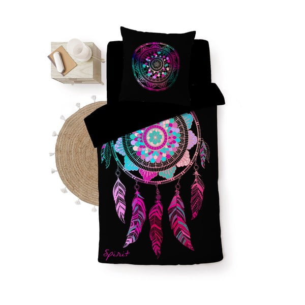 Černé bavlněné povlečení na jednolůžko 140x200 cm Porte Bonheur – douceur d'intérieur