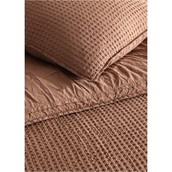 Hnědé povlečení na jednolůžko z bavlny Renforcé 140x200 cm Waffle Striped – Mila Home Luxury-image-1