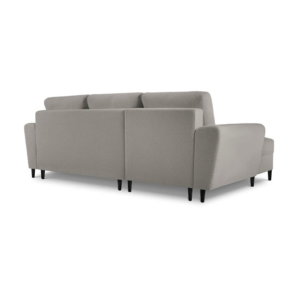 Světle šedá rozkládací/s úložným prostorem rohová pohovka z textilie bouclé (levý roh/s lenoškou) Kyoto – Cosmopolitan Design-image-4