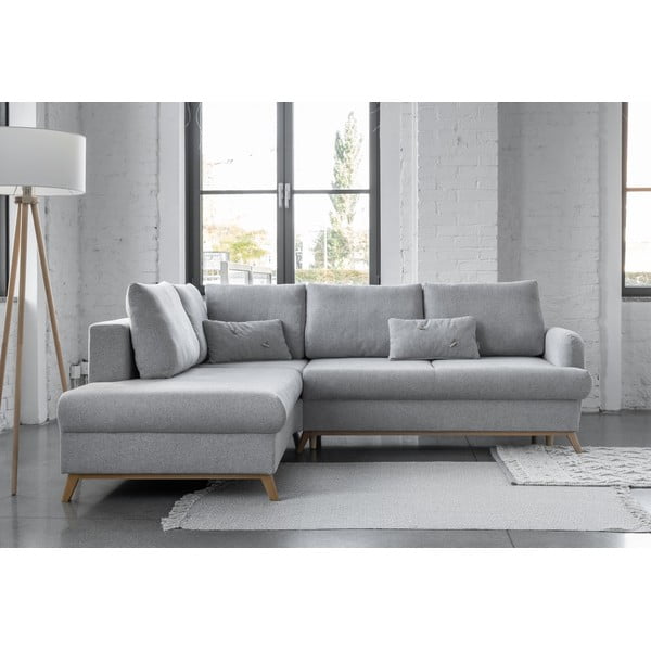 Světle šedá rozkládací/s úložným prostorem rohová pohovka (levý roh/do L) Scandic Lagom – Miuform-image-3