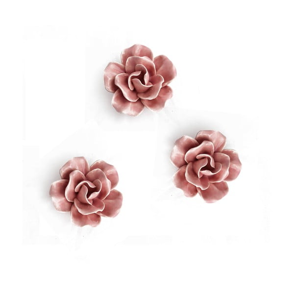 Keramická květina k zavěšení 3ks, růžový