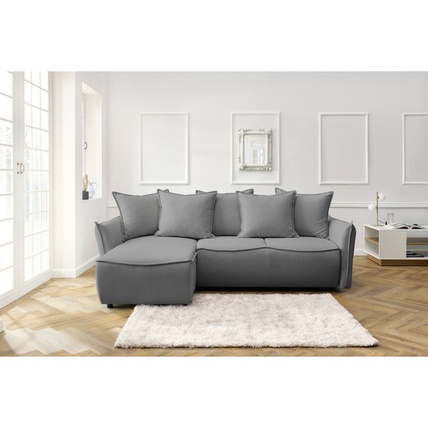 Světle šedá rozkládací rohová pohovka (levý roh) Leon – Bobochic Paris-image-1
