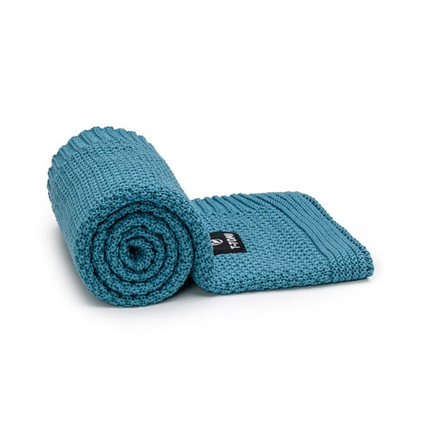 Tmavě modrá bavlněná pletená dětská deka 80x100 cm Spring – T-TOMI