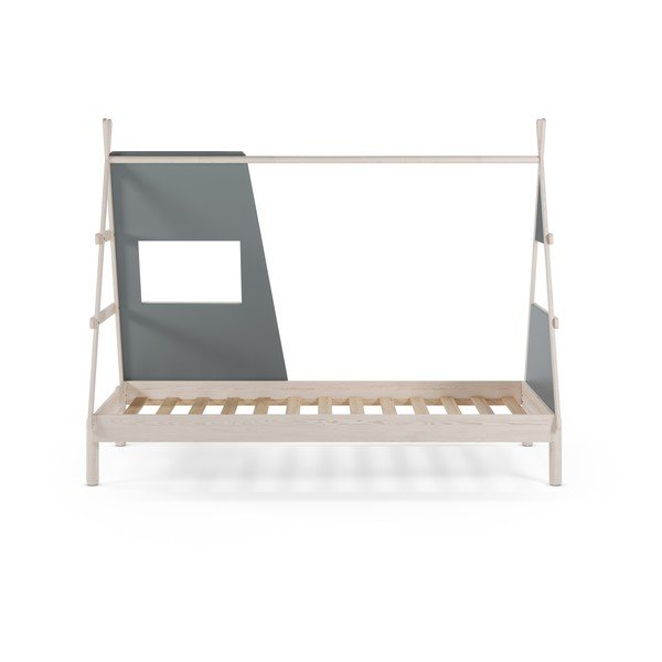 Šedozelená domečková dětská postel z borovicového dřeva s roštem 90x200 cm Enola – Marckeric-image-3