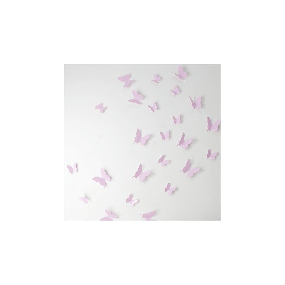 Sada 12 růžových 3D samolepek Ambiance Butterflies