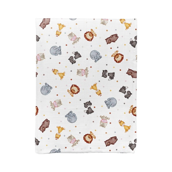 Bílá mušelínová dětská deka 75x100 cm Zoo – Mijolnir