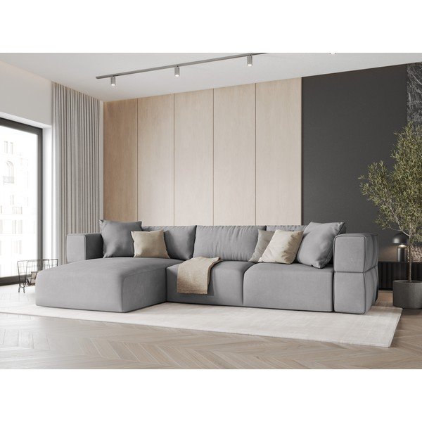 Světle šedá rohová pohovka, levý roh Esther – Milo Casa-image-1