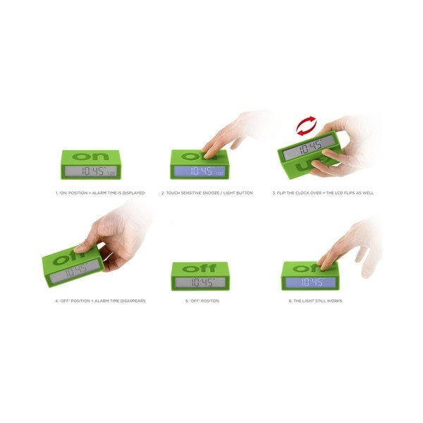 Překlápěcí budík Flip, bílý-image-2