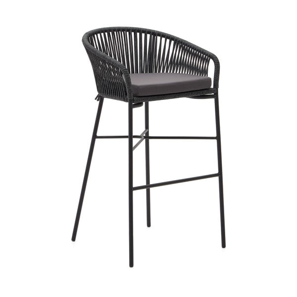 Černé ocelové barové židle v sadě 4 ks (výška sedáku 80 cm) Yanet – Kave Home