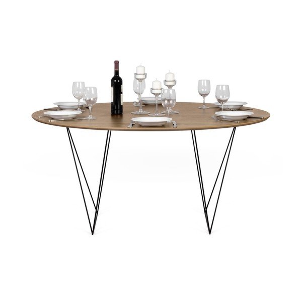 Jídelní stůl v dekoru ořechového dřeva s černým podnožím Symbiosis Row, ⌀ 150 cm-image-2