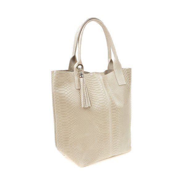 Béžová kožená kabelka shopper Renata Corsi Lola-image-2