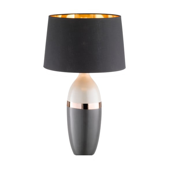Černá/šedá stolní lampa s textilním stínidlem (výška 45 cm) Foro – Fischer & Honsel