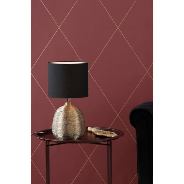 Stolní lampa s textilním stínidlem v černo-zlaté barvě (výška 37,5 cm) Oscar – Markslöjd-image-1