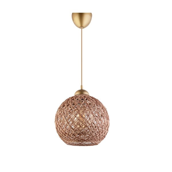 Závěsné svítidlo v hnědo-zlaté barvě s textilním stínidlem ø 22 cm – Opviq lights