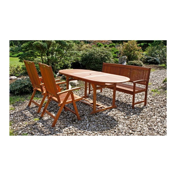 Zahradní trojmístná lavice z eukalyptového dřeva Garden Pleasure Stockholm-image-2