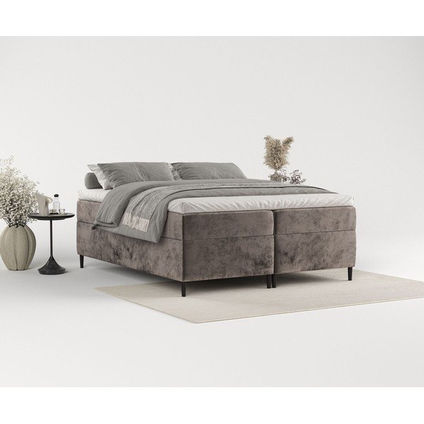 Hnědá boxspring postel s úložným prostorem 180x200 cm Araya – Maison de Rêve-image-1