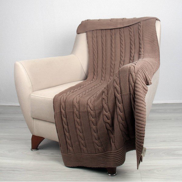 Hnědý bavlněný přehoz Homemania Decor Carla, 130 x 170 cm
