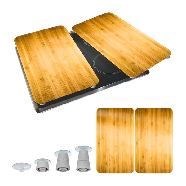 Kryty na sporák z tvrzeného skla v sadě 2 ks 52x30 cm Wooden – Maximex-image-2